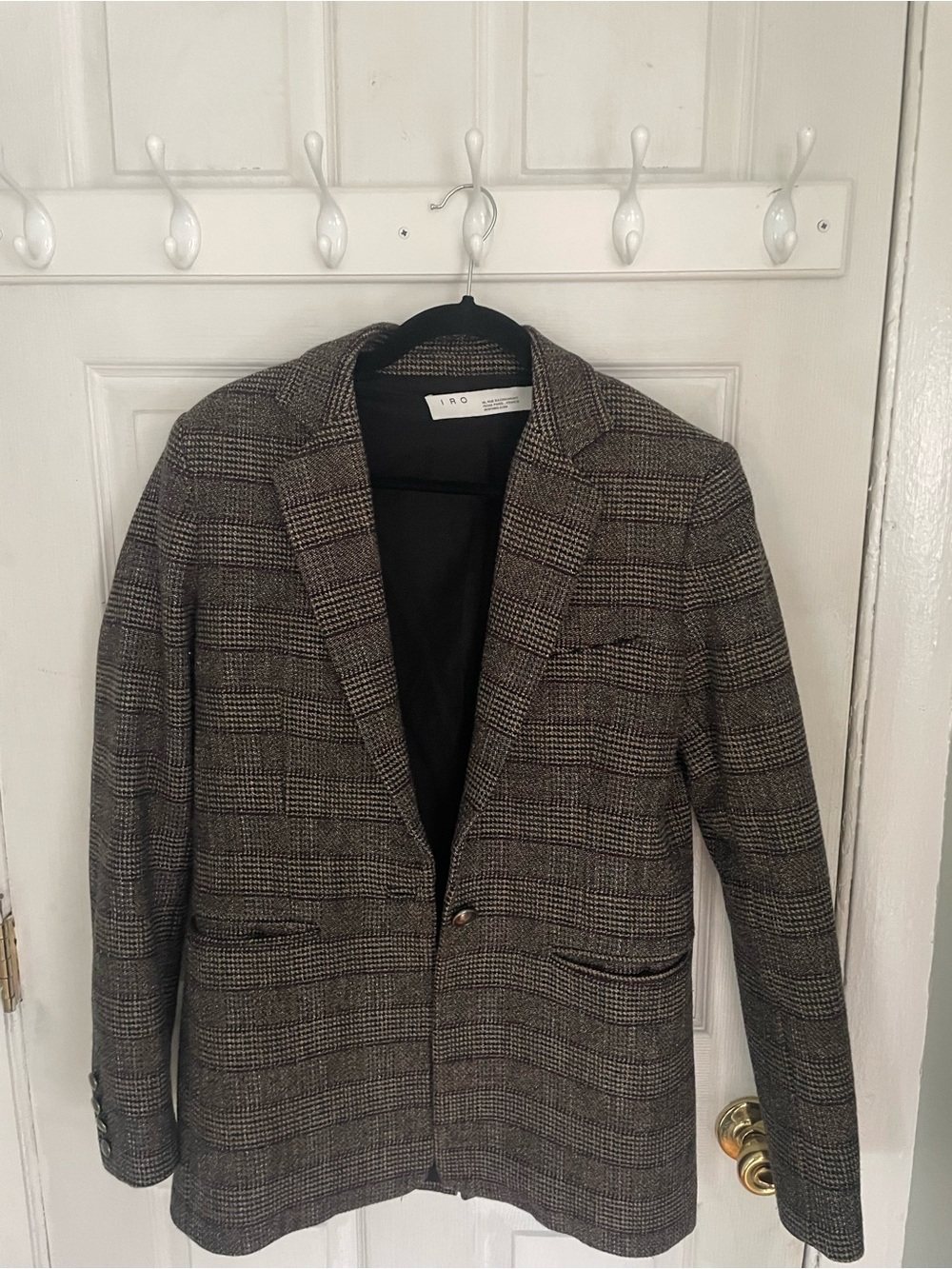 IRO Women’s Brown Plaid Wool Blazer